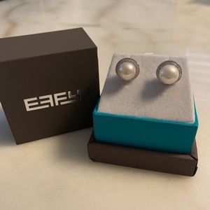 Effy Gold Freshwater Pearl and Diamond Earrings